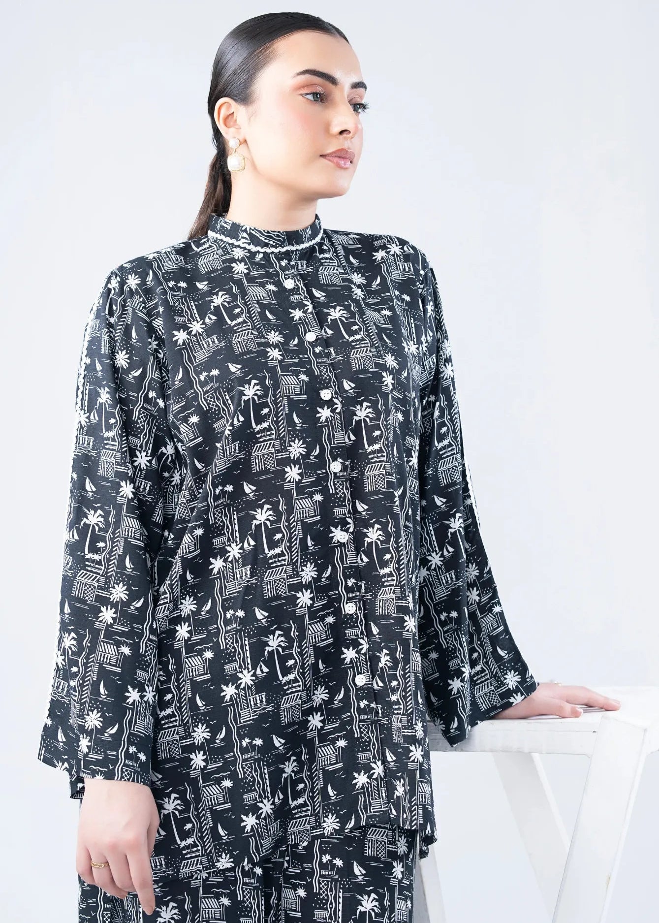 CO-ORD SET BLACK & WHITE - LDS-6664A