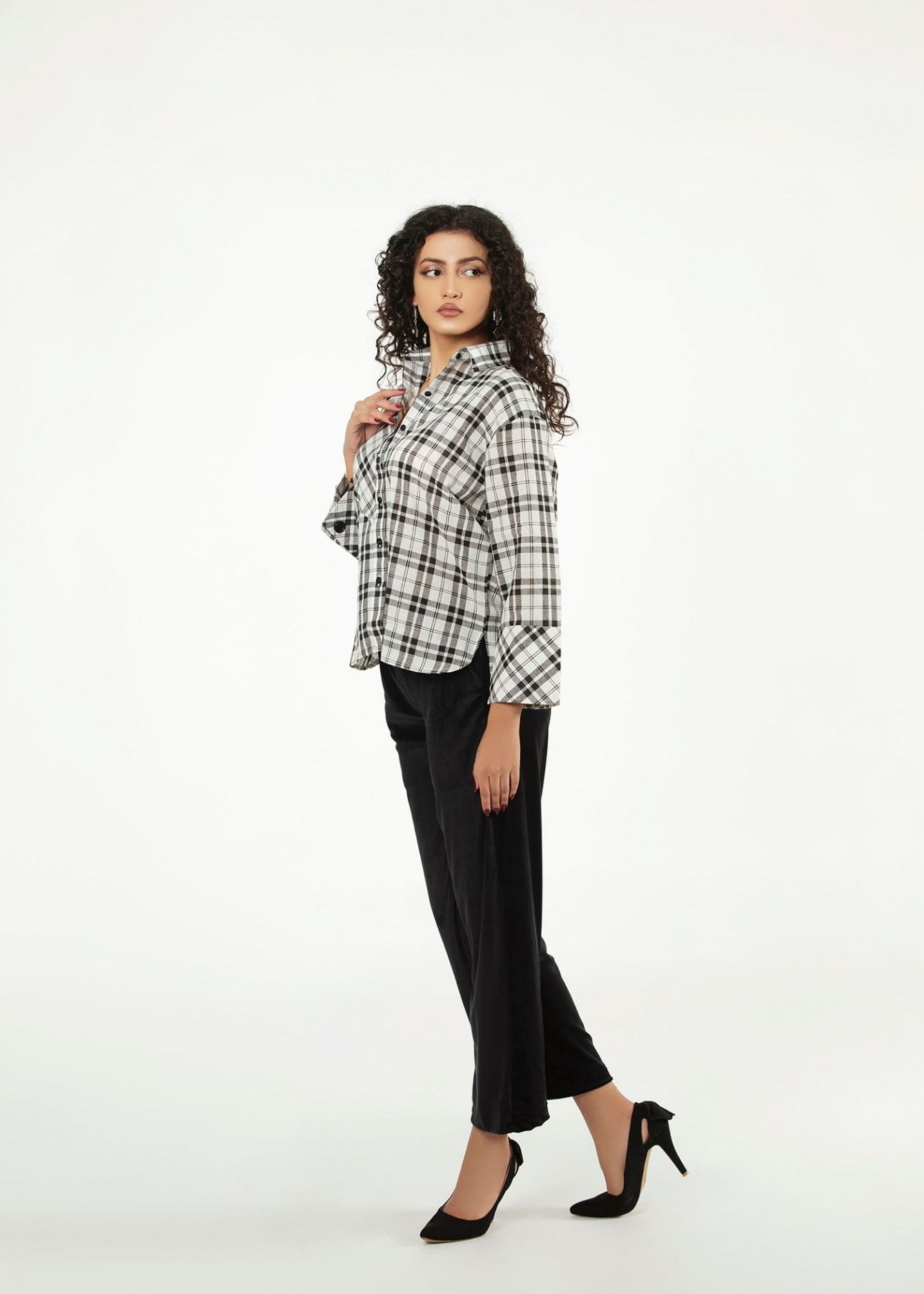 Picture of LDS-6964 FASHION TOP BLACK CHECK - Chenone Official - Online Shopping