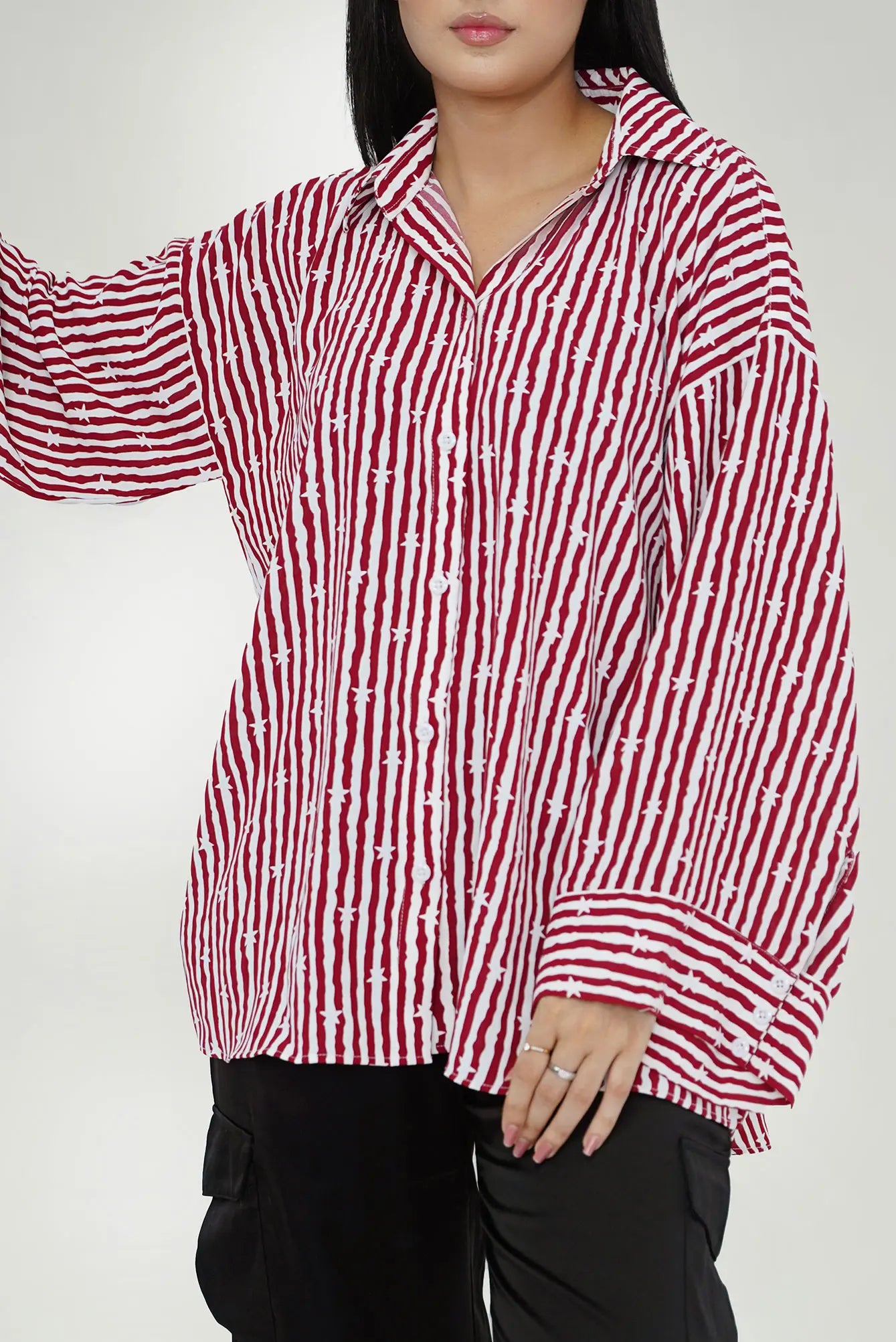 Picture of LDS-7102 WESTERN TOP MAROON STRIPES - Chenone Official - Online Shopping