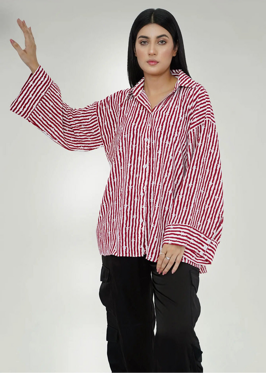 Picture of LDS-7102 WESTERN TOP MAROON STRIPES - Chenone Official - Online Shopping