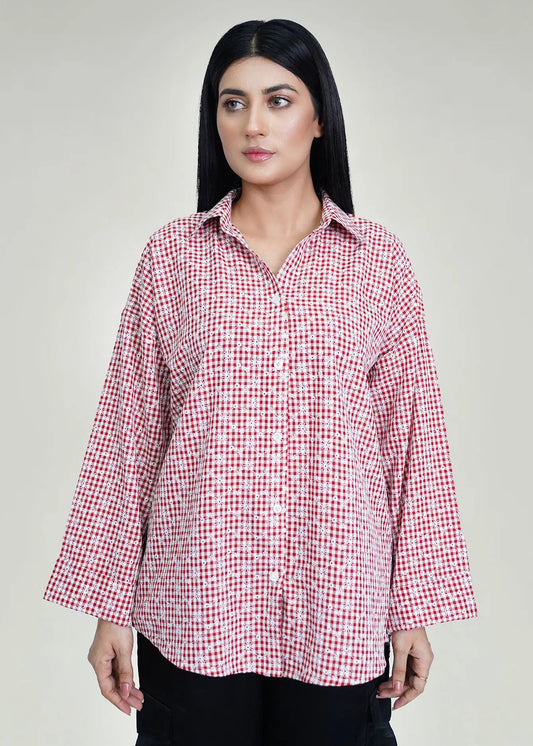 Picture of LDS-7103 CHIKANARI SHIRT RED CHECK - Chenone Official - Online Shopping
