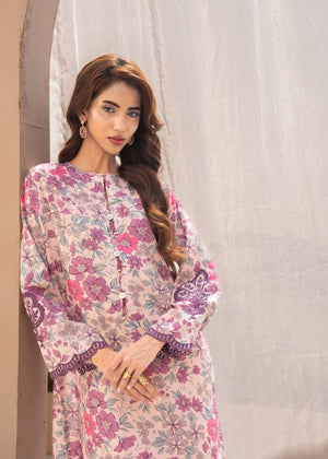 Women's embroidered floral tunic with cuff detailing and round neckline, 2-piece set