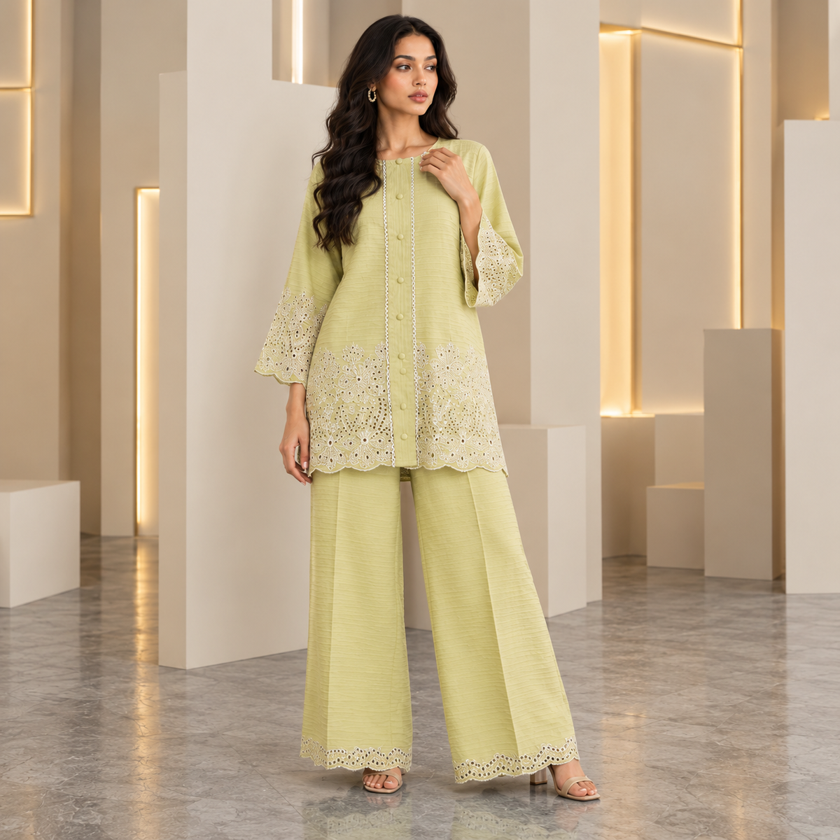 Women's winter Co-ord set Lime Green