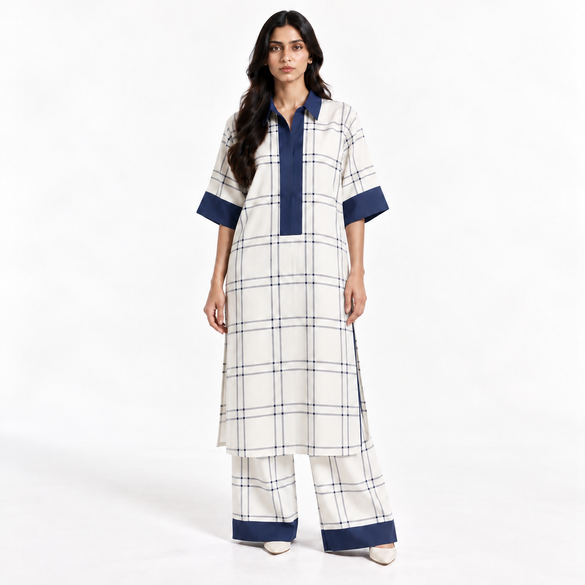 Women's Co-ord set  Blue and Black Check
