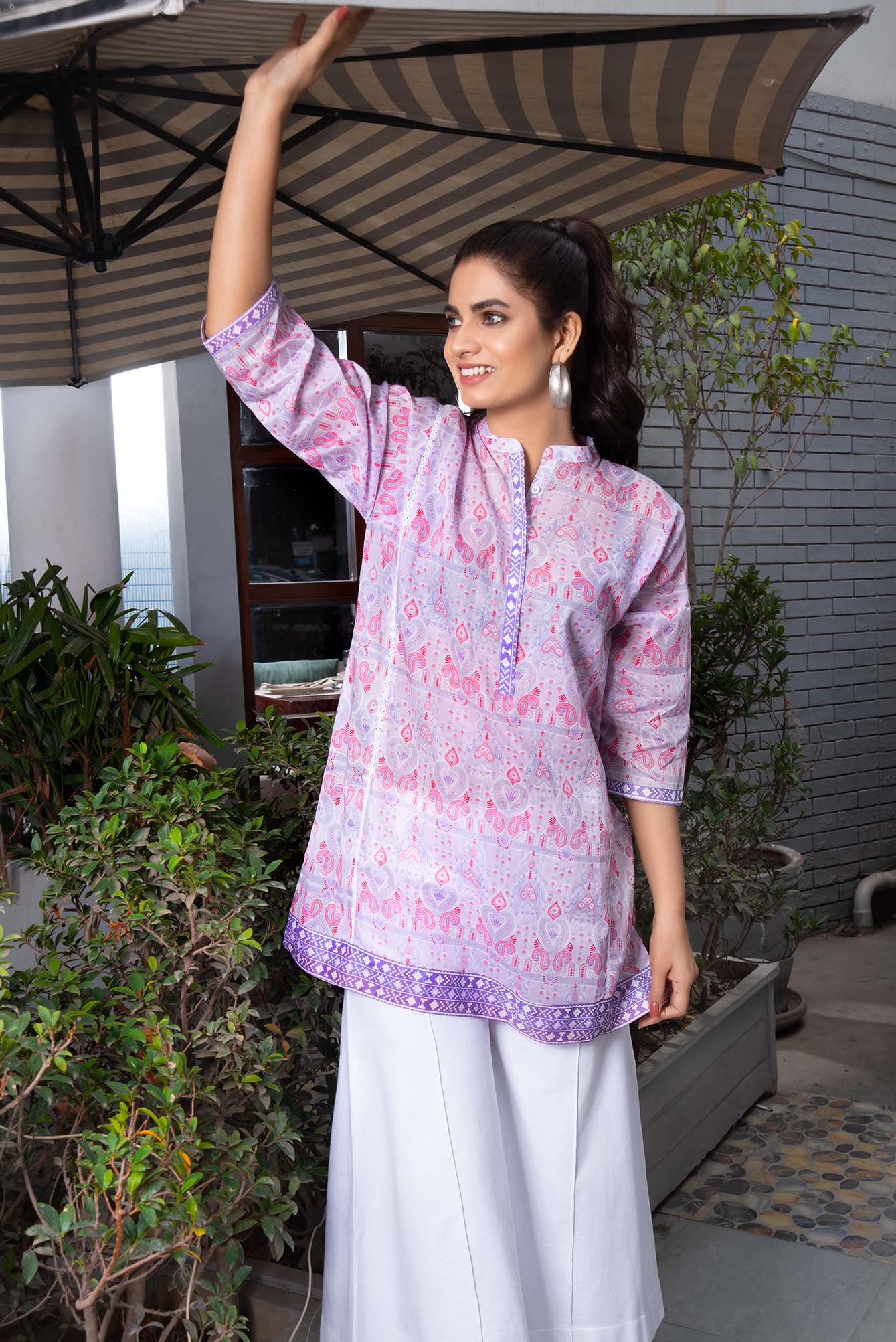 LAWN CASUAL SHIRT LILAC LDS-6369