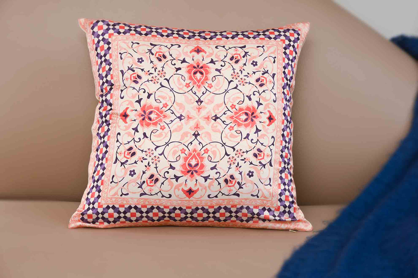BLUE POTTERY FILLED CUSHION