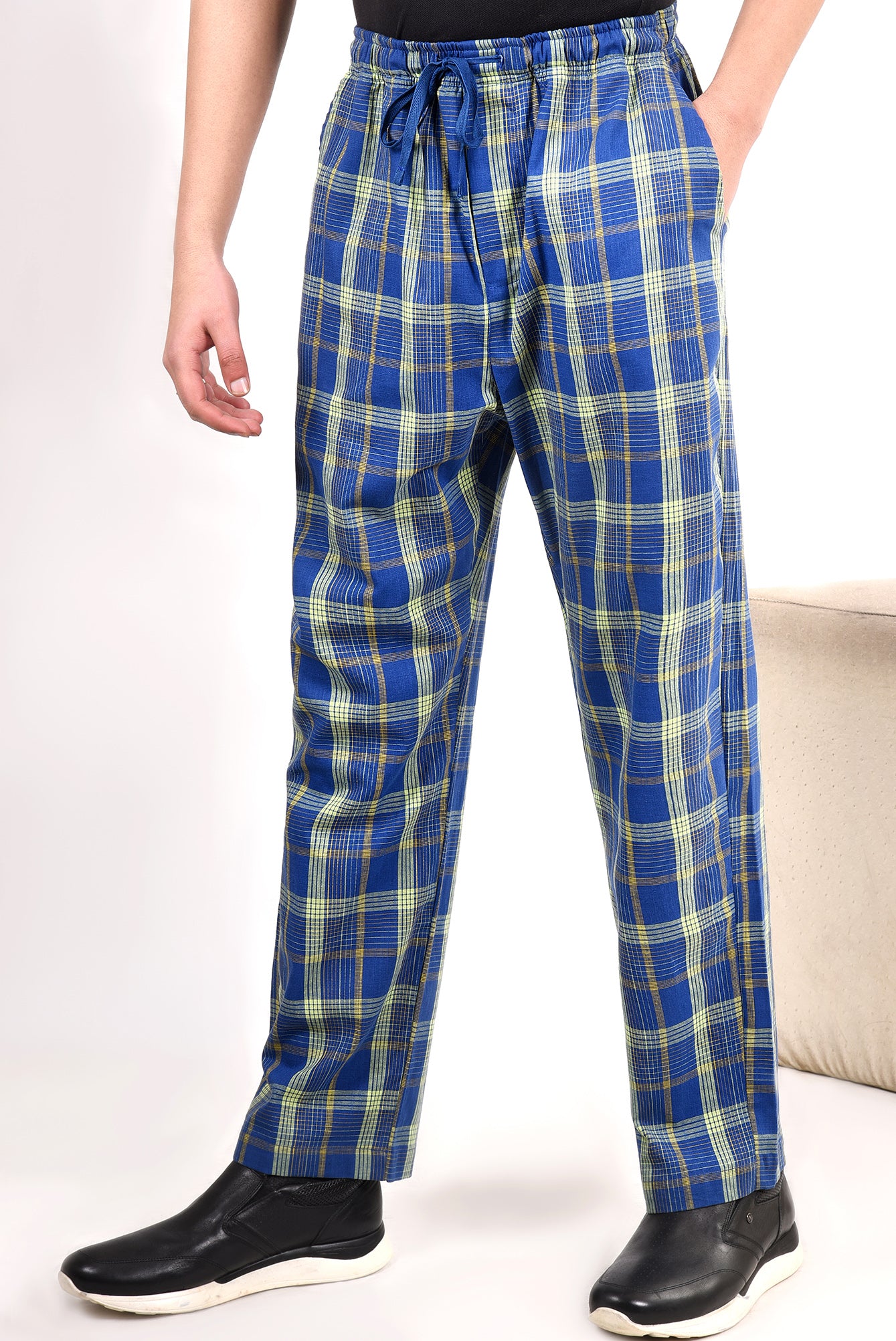 GTS-6281 PULL ON TROUSER BLUE CHECK
