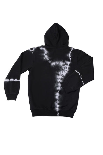 KDS-BC-12743 HOODED PULL OVER BLACK TIE&DYE