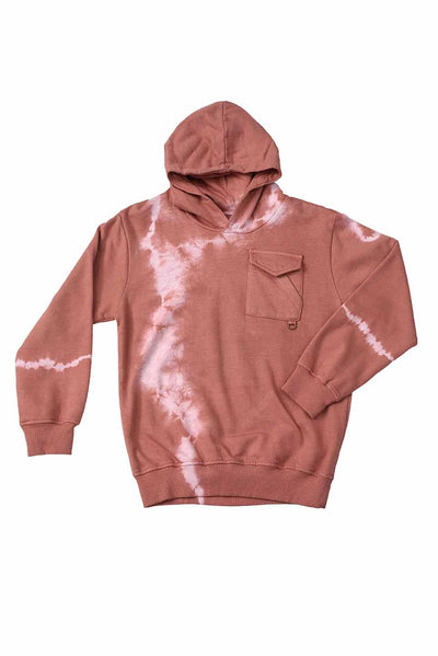 KDS-BC-12743 HOODED PULL OVER DUSTY ROSE TIE&DYE
