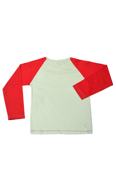 KDS-BC-13149 T-SHIRT F/SLV L/GREEN/RED