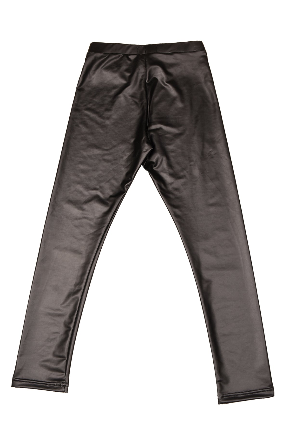 Girls' black jegging with front zip-fly and seam details, kids jeans-style pants