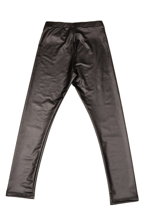 Girls' black jegging with front zip-fly and seam details, kids jeans-style pants