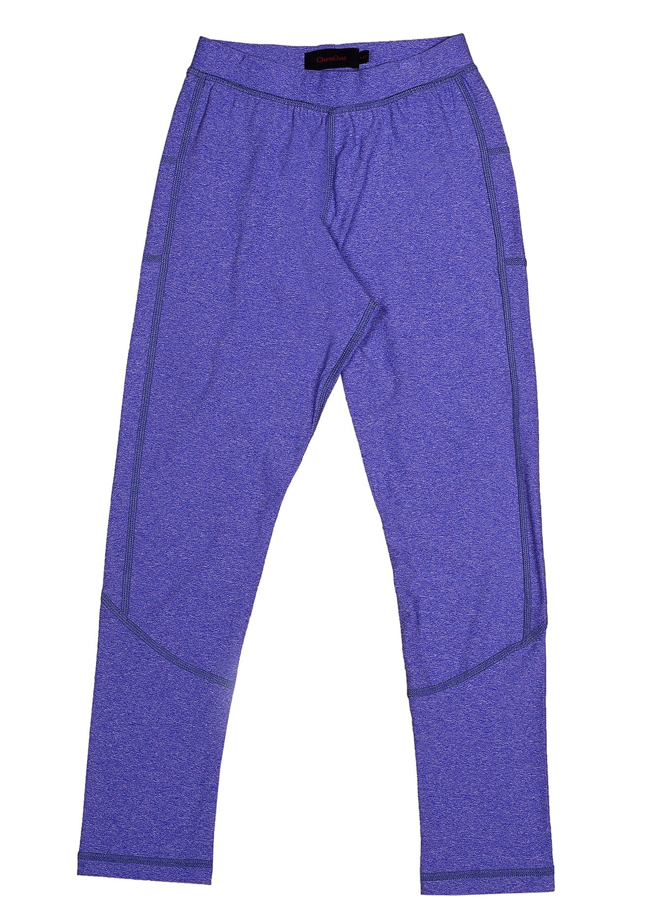 Girls' purple jegging pants with stretch knit and faux seam detailing, ankle length