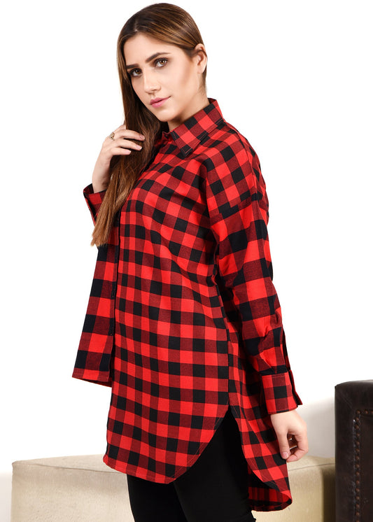 Picture of LDS-6439 WESTERN SHIRT RED CHECK - Chenone Official - Online Shopping