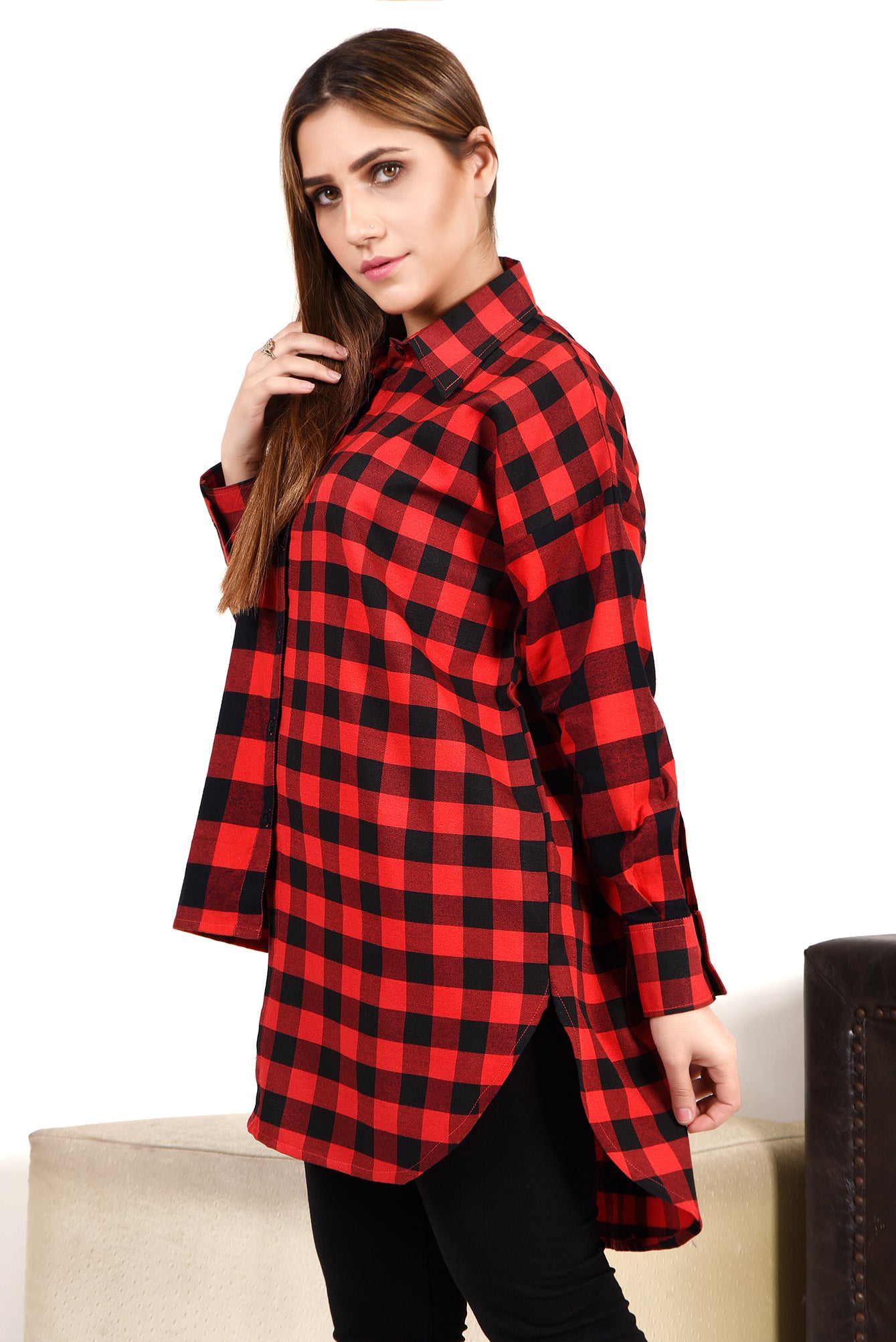 LDS-6439 WESTERN SHIRT RED CHECK