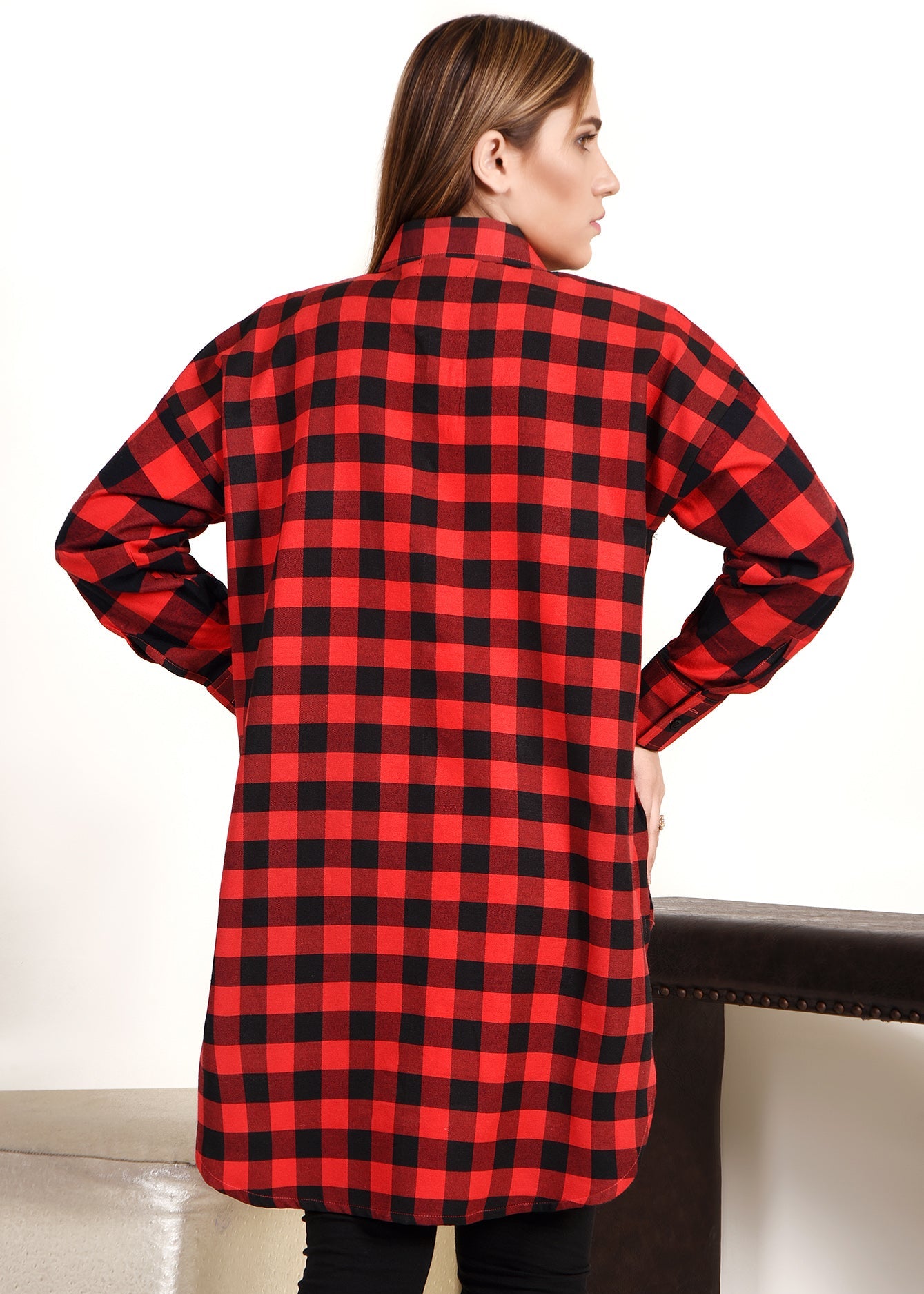 Picture of LDS-6439 WESTERN SHIRT RED CHECK - Chenone Official - Online Shopping