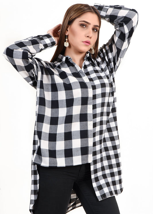 Picture of LDS-6439 WESTERN SHIRT WHITE CHECK - Chenone Official - Online Shopping