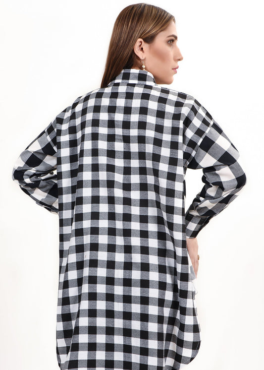 Picture of LDS-6439 WESTERN SHIRT WHITE CHECK - Chenone Official - Online Shopping