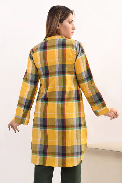 LDS-6478 SHIRT CASUAL YELLOW CHECK