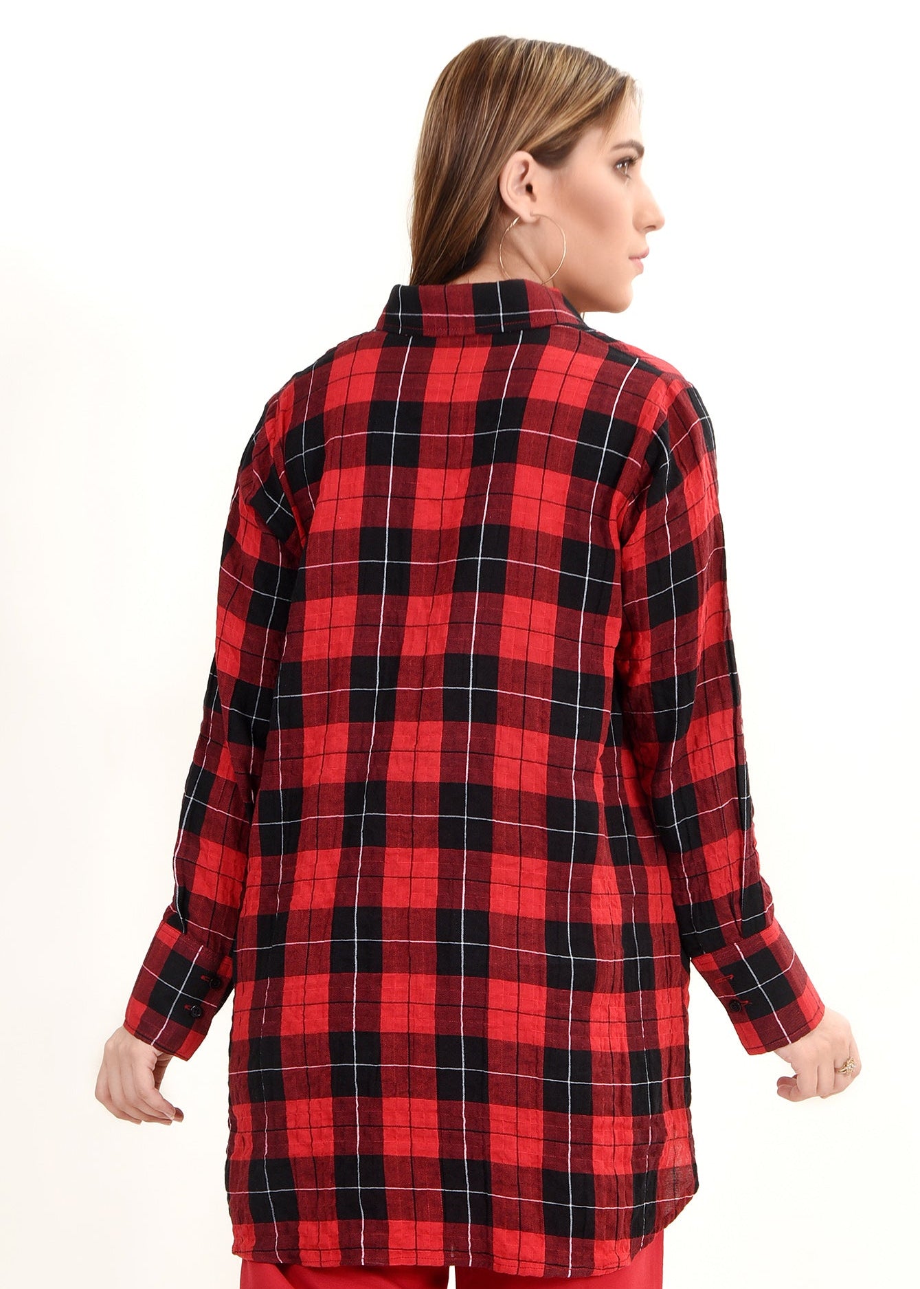 Picture of LDS-6490 WESTERN SHIRT CASUAL RED CHECK - Chenone Official - Online Shopping