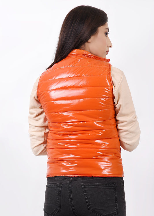 Picture of LDS-6494 FASHION JACKET SLV LESS ORANGE/RED - Chenone Official - Online Shopping