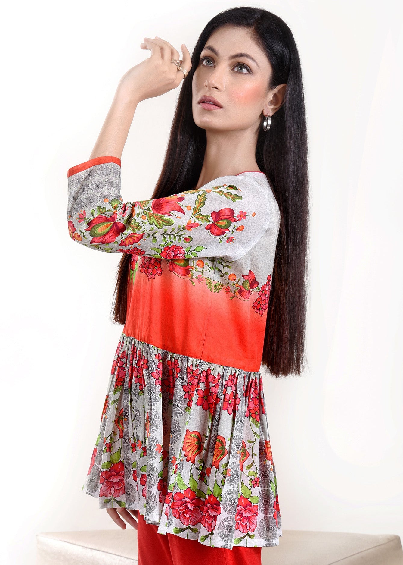 Picture of COTTON LAWN PEPLUM GREY LDS-6506 - Chenone Official - Online Shopping