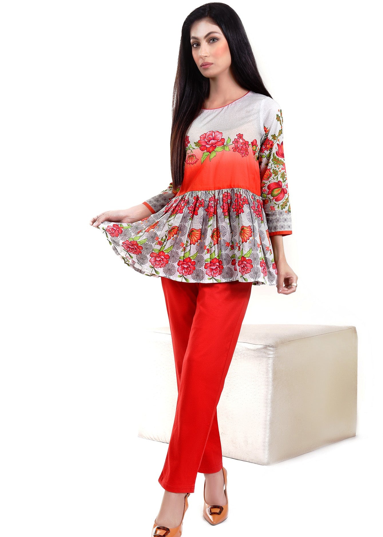 Picture of COTTON LAWN PEPLUM GREY LDS-6506 - Chenone Official - Online Shopping