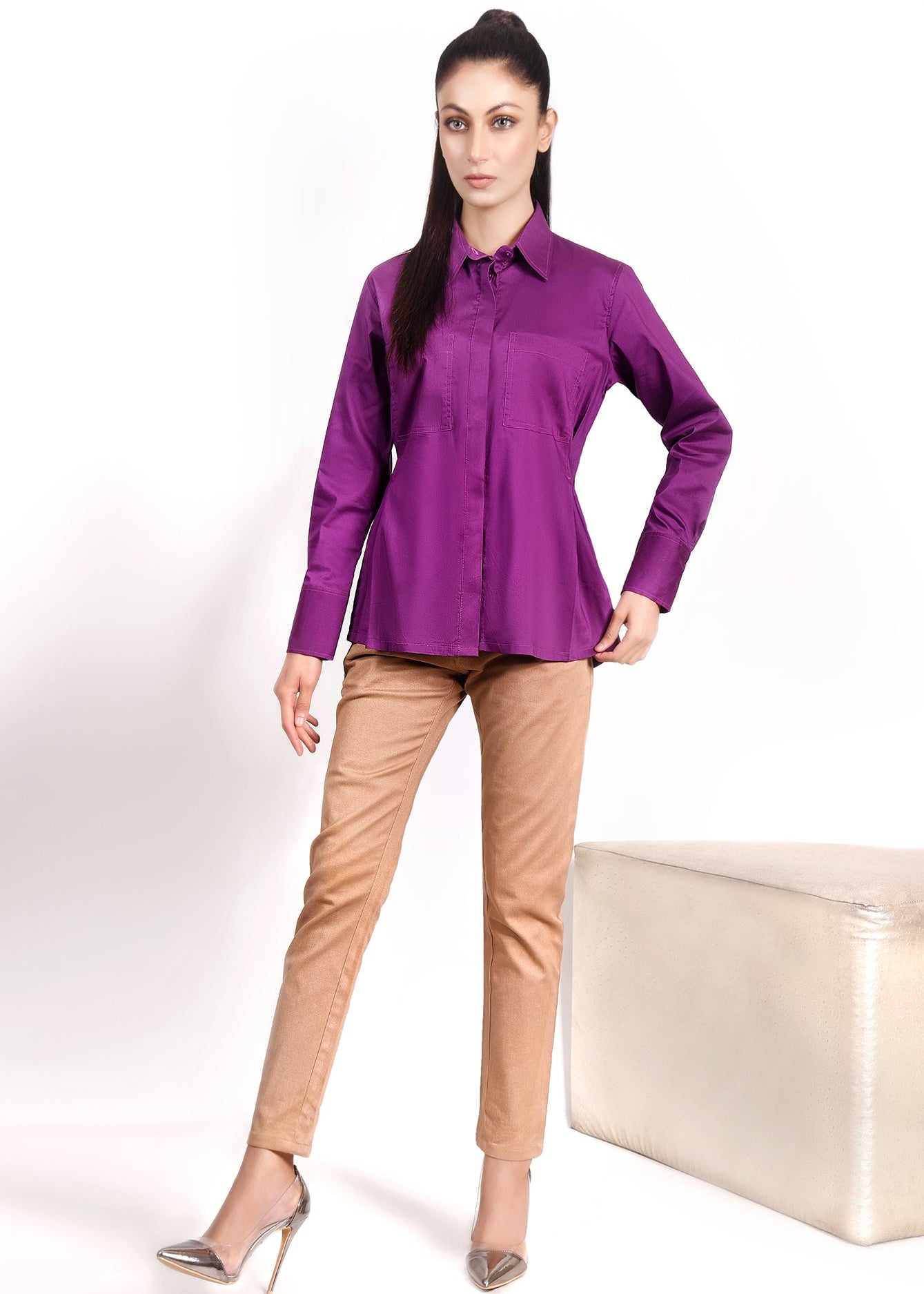 Picture of LDS-6539 WESTERN SHIRT CASUAL PURPLE - Chenone Official - Online Shopping