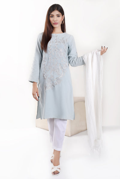 2 PCS EMBROIDERED SUIT TURQUOISE LDS-6560