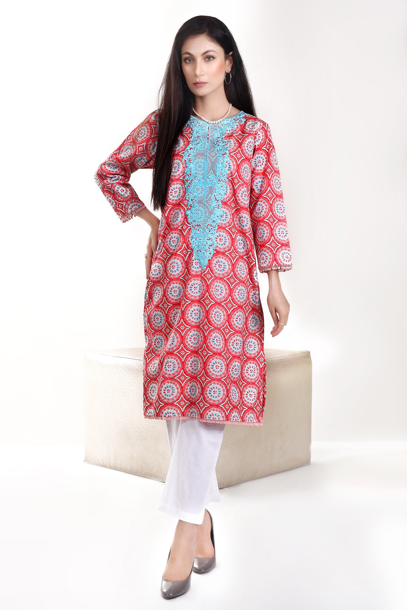 EMBROIDERED COTTON WOVEN SHIRT LDS-6561