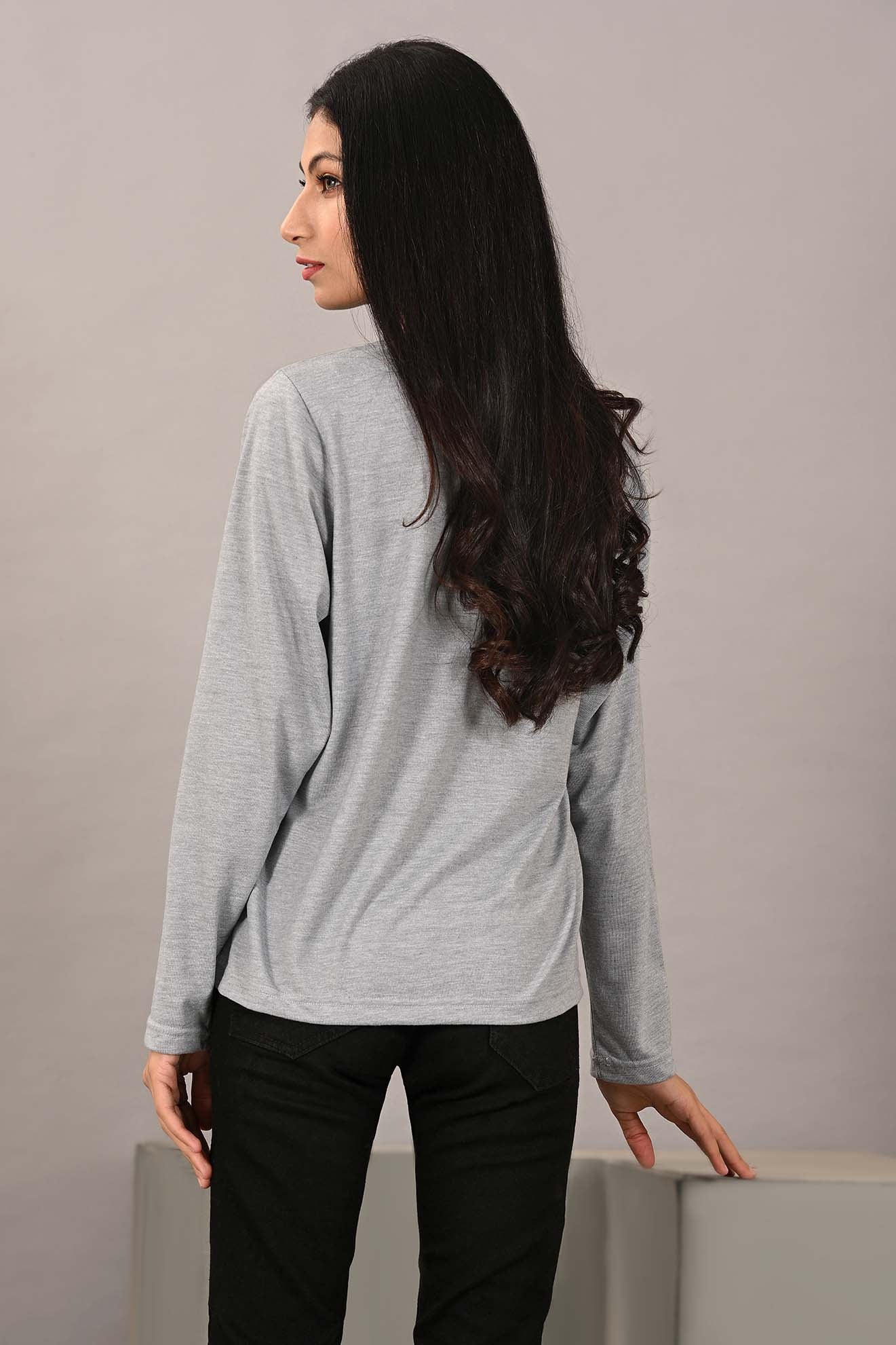 LDS-A1552 KNITTED TOP GREY