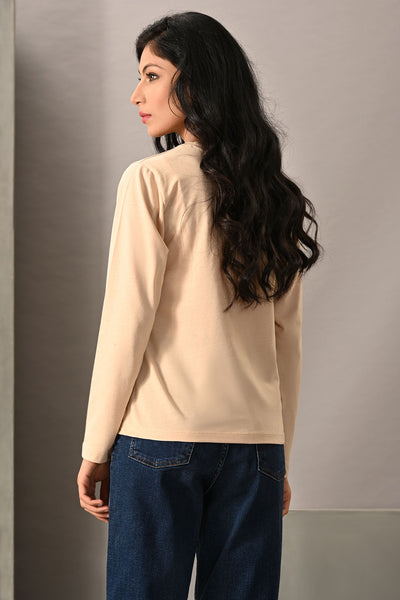 LDS-A1554 FASHION KNITTED TOP KHAKI