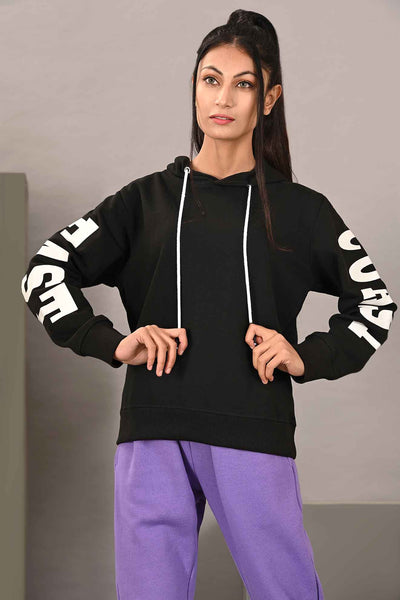 LDS-A1583 HOODED PULL OVER BLACK