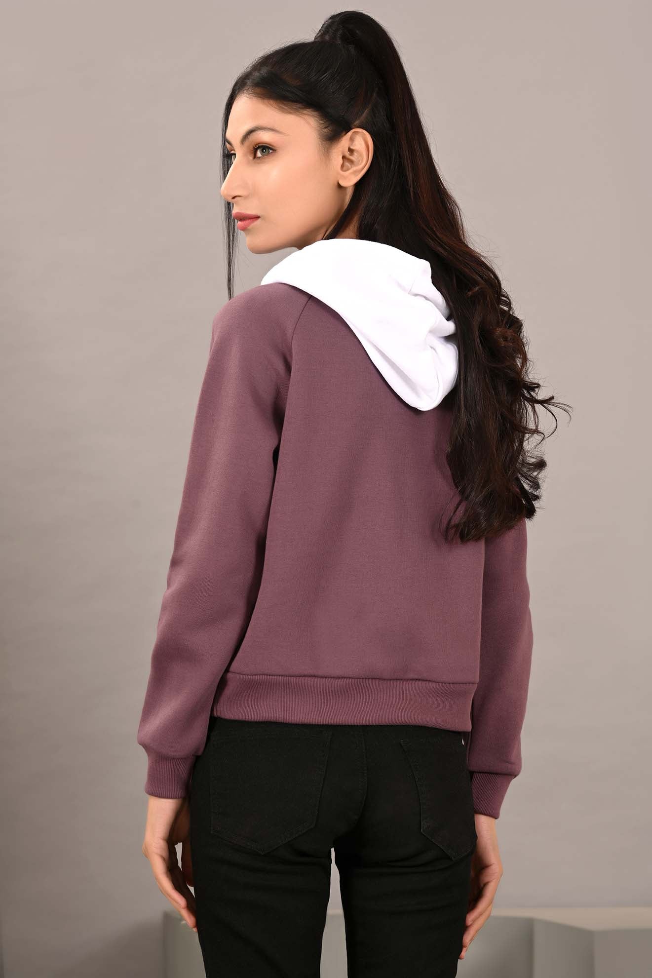LDS-A1585 HOODED PULL OVER PLUM