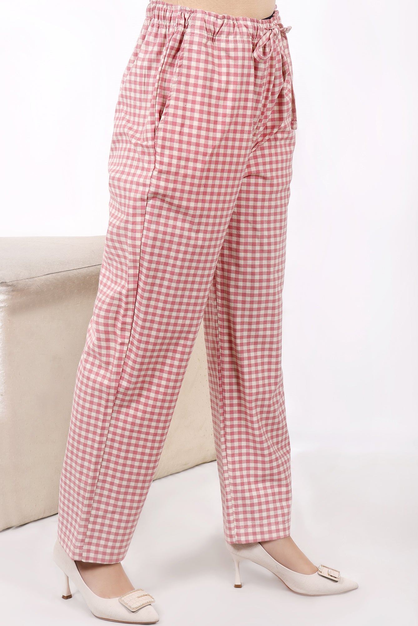 LT-1023 PULL ON TROUSER PINK CHECK