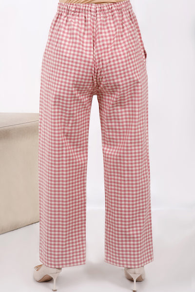 LT-1023 PULL ON TROUSER PINK CHECK